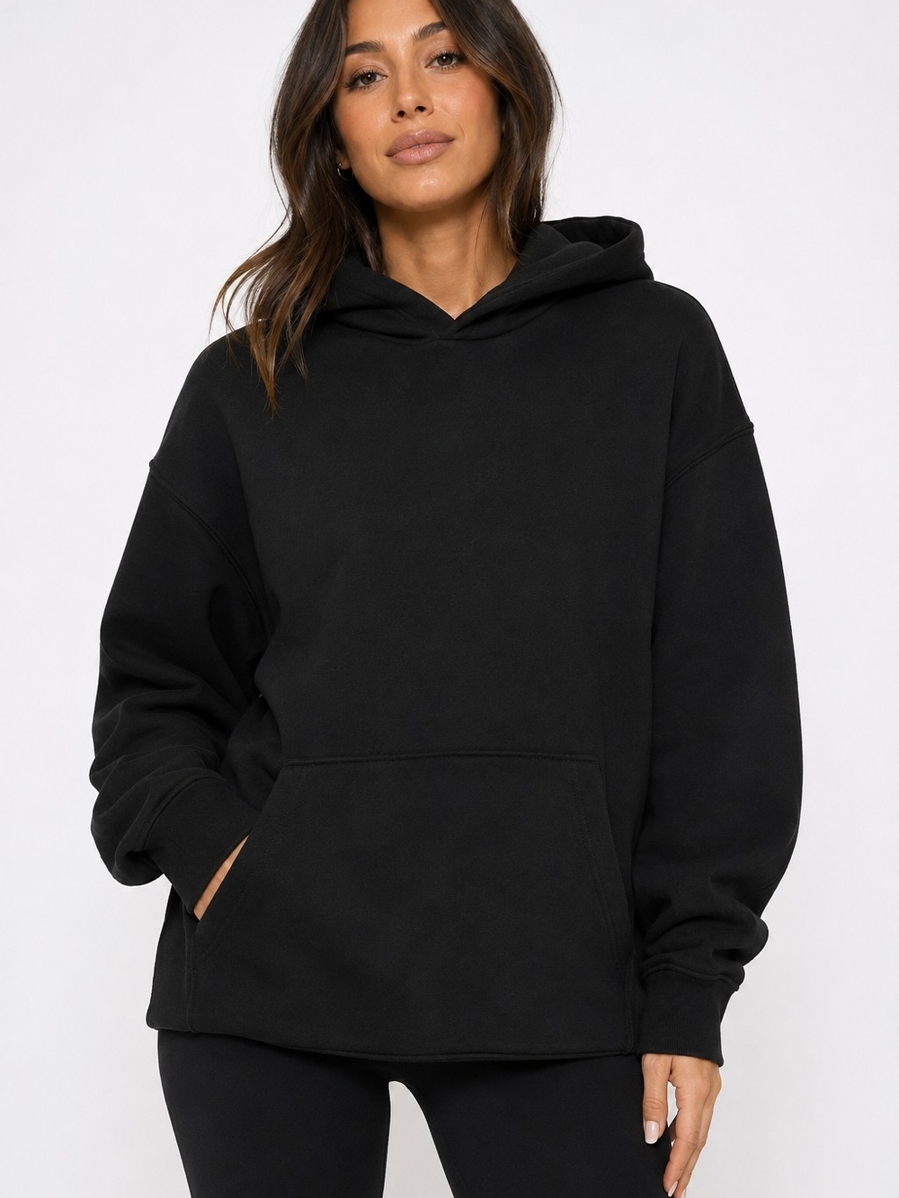 Request Essential Women's Black Hooded Sweatshirt